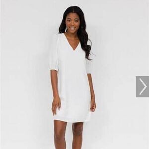 Sail to Sable White Puff Sleeve Dress M